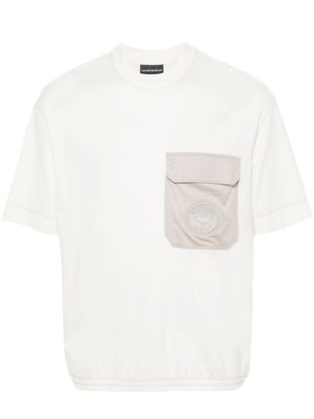 T-krekls ar izšuvumiem Emporio Armani balts