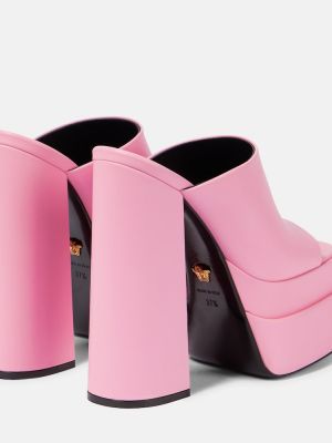 Kožne sandale s platformom Versace ružičasta