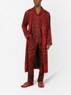 Leopardí župan s potiskem Dolce & Gabbana červený