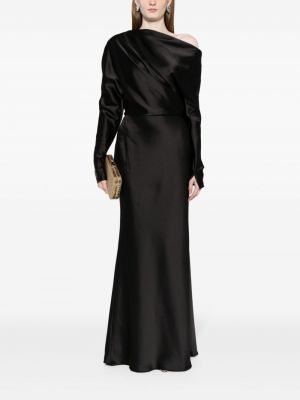 Saténové večerní šaty Amsale černé