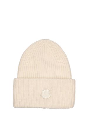Cappello di lana di lana Moncler bianco