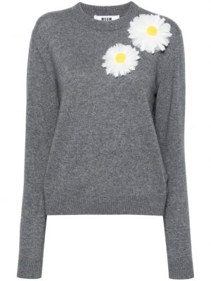 Džemper s cvjetnim printom Msgm siva