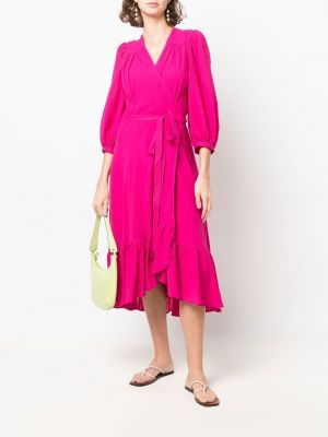 Drapeeritud kootud linased kleit Polo Ralph Lauren roosa