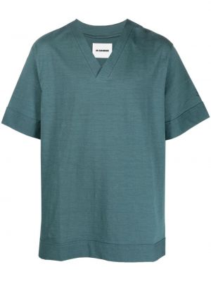 Тениска с v-образно деколте Jil Sander синьо