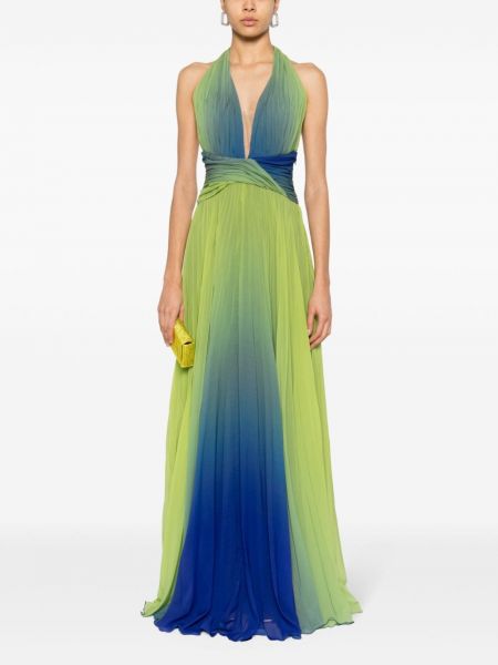 Spalvų gradiento rašto vakarinė suknelė Blanca Vita žalia
