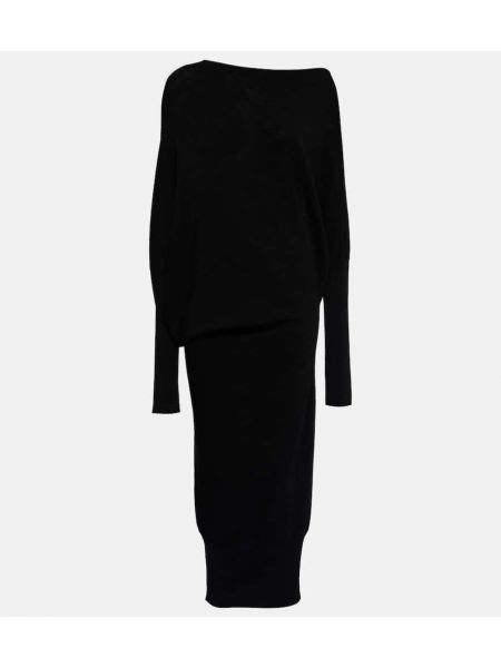 Jersey midi obleka z draperijo Wolford črna