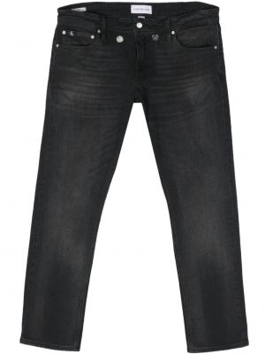 Jeans skinny taille basse en coton Calvin Klein Jeans noir