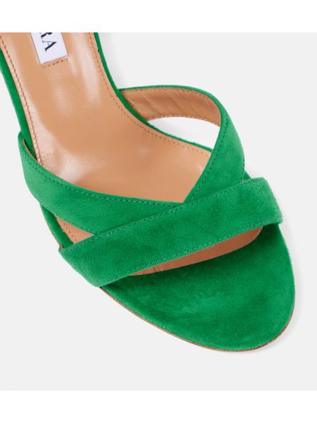 Sandały zamszowe Aquazzura zielone