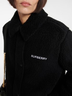 Fleecová vlněná bunda s výšivkou Burberry černá