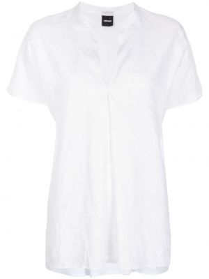 Λινή μπλούζα με λαιμόκοψη v Aspesi λευκό