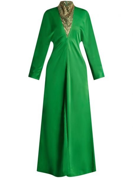 Sukienka długa z długim rękawem Ferragamo zielona