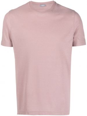 Bavlnené tričko s okrúhlym výstrihom Zanone ružová