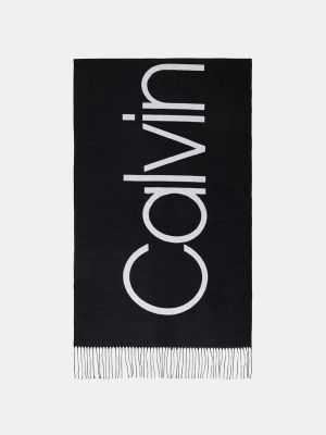 Bufanda de algodón con estampado Calvin Klein negro
