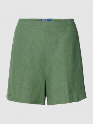 Lniane szorty z wysoką talią Polo Ralph Lauren zielone