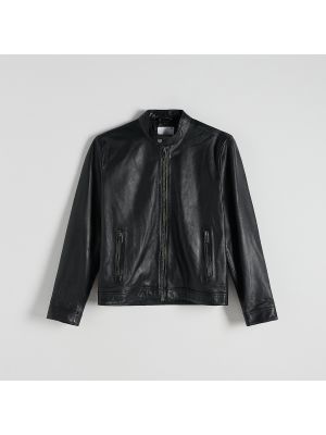 Usnjena jakna Reserved črna