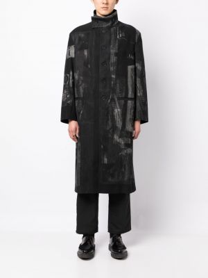 Mantel aus baumwoll mit print Yohji Yamamoto schwarz