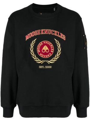Haftowana bluza bawełniana Moose Knuckles czarna