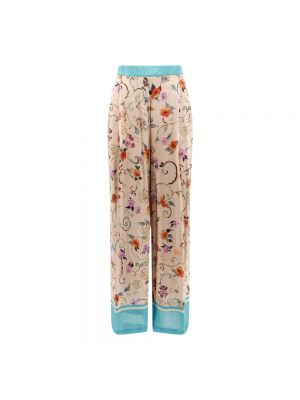 Pantalones de viscosa de flores con estampado Semicouture beige
