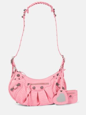 Kožená kabelka Balenciaga ružová