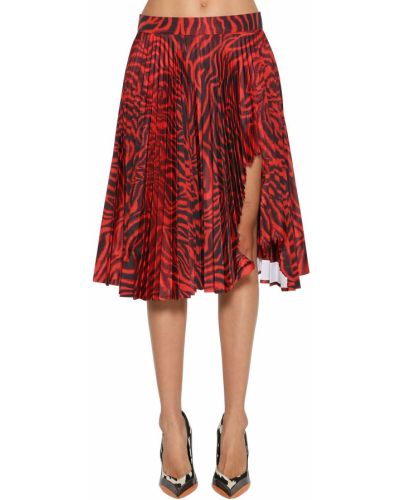 Plisovaná sukně na zip s potiskem Calvin Klein 205w39nyc - červená