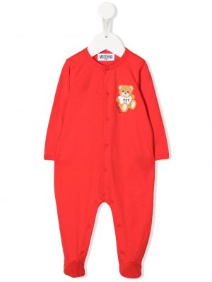 Хлопковая пижама с принтом Moschino Kids, красная