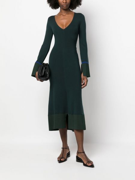 Pletené midi šaty Victoria Beckham zelené