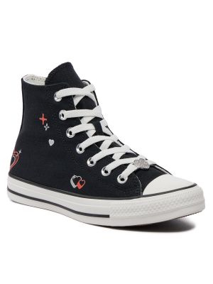 Sneakers με μοτίβο αστέρια με μοτίβο καρδιά Converse Chuck Taylor All Star μαύρο