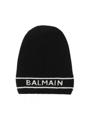 Dzianinowa czapka Balmain czarna