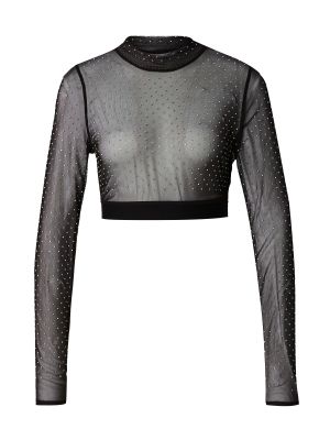 Majica z dolgimi rokavi s karirastim vzorcem Karo Kauer črna