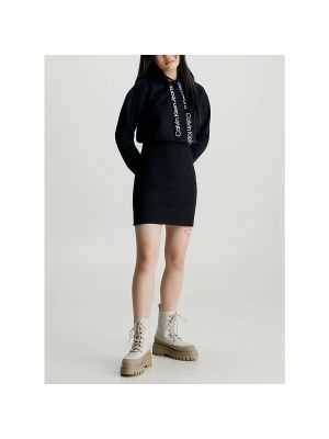 Sukienka mini oversize polarowa Calvin Klein Jeans czarna
