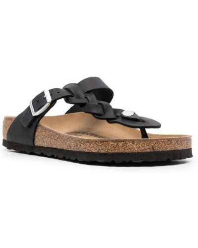 Pletené kožené sandály Birkenstock černé
