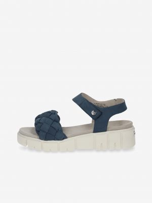 Kožené sandály na platformě Caprice modré
