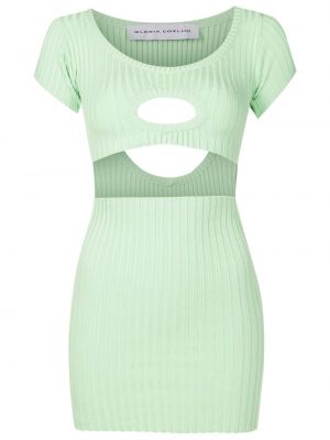 Viskózové mini šaty s krátkými rukávy s kulatým výstřihem Gloria Coelho - zelená