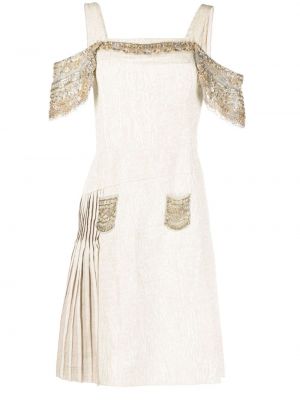 Kleid ausgestellt mit plisseefalten Prada Pre-owned weiß