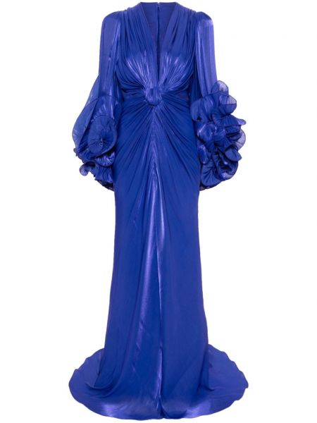 Вечерна рокля от креп Costarellos синьо