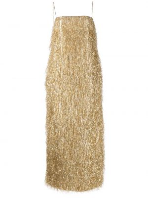 Κοκτέιλ φόρεμα με κρόσσια Adam Lippes χρυσό