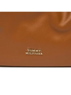 Kožená kabelka Tommy Hilfiger hnědá