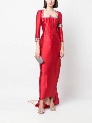 Křišťálové večerní šaty Cristina Savulescu červené