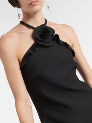 Rochie de lână de mătase cu model floral Valentino negru