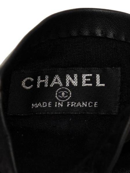 Iš natūralios odos pirštines Chanel Pre-owned juoda