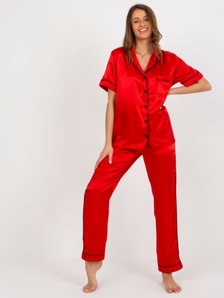 Сатенена риза Fashionhunters червено