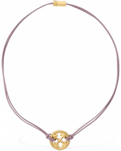Kožený náhrdelník Off-white zlatá