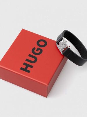 Kožený náramek Hugo černý