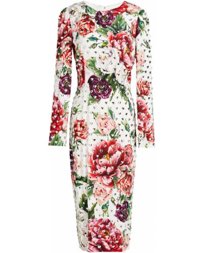 Платье миди из крепа с принтом Dolce & Gabbana