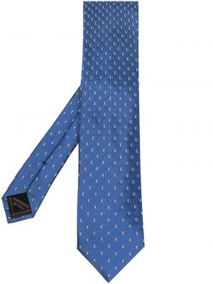 Cravate à imprimé à motif géométrique en jacquard Brioni bleu