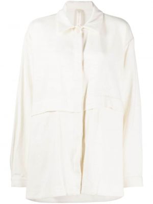 Bavlnená ľanová bunda Lauren Manoogian biela