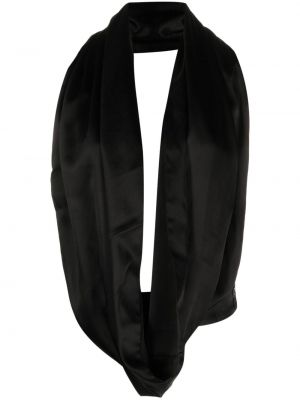 Svilen top s kapuco z draperijo Almaz črna
