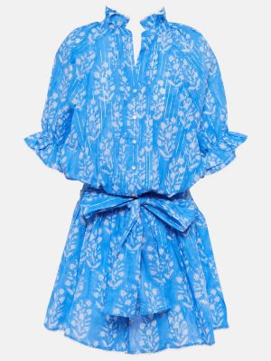 Kokvilnas kleita ar ziediem Juliet Dunn zils