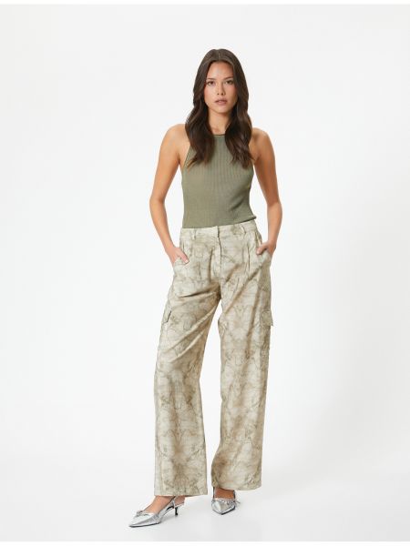 Карго панталони с висока талия с абстрактен десен с джобове Koton