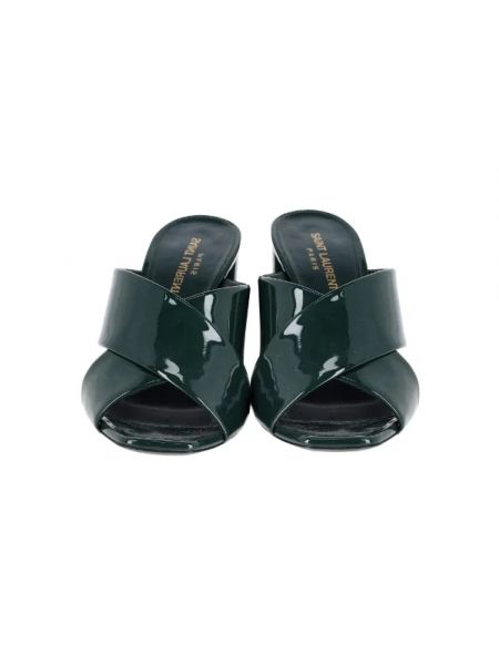 Sandalias de cuero retro Yves Saint Laurent Vintage verde